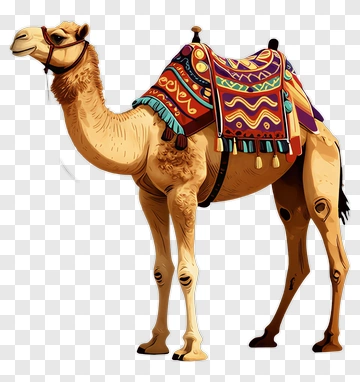 Colorful Camel With Decorative Saddle PNG
