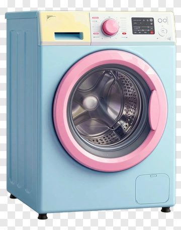 Washing Machine With Pink And Blue Design PNG