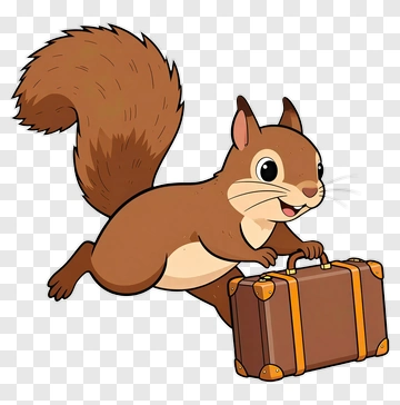Cartoon Squirrel Carrying A Suitcase PNG