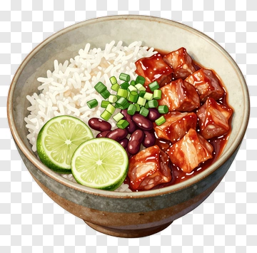 Bowl Of Rice With Meat And Vegetables PNG