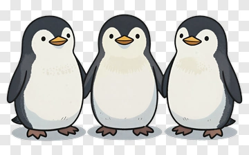 Cartoon Penguins Standing Together PNG