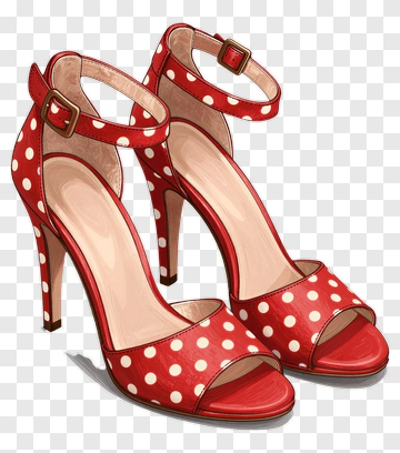 Red Polka Dot High Heels PNG