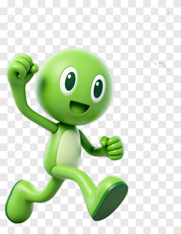 Cartoon Green Character Running PNG