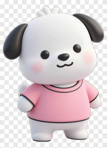 Cartoon Dog In Pink Shirt PNG