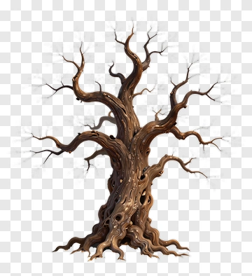 Detailed Tree With Twisted Branches PNG