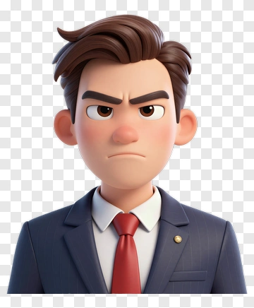 3D Businessman With Serious Expression PNG