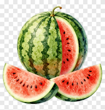 Watermelon With Slices PNG