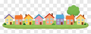 Colorful Cartoon Houses In A Row PNG