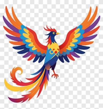 Colorful Phoenix With Spreading Wings PNG