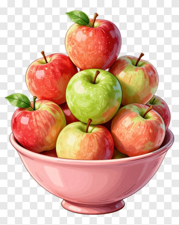 Colorful Bowl Of Apples PNG