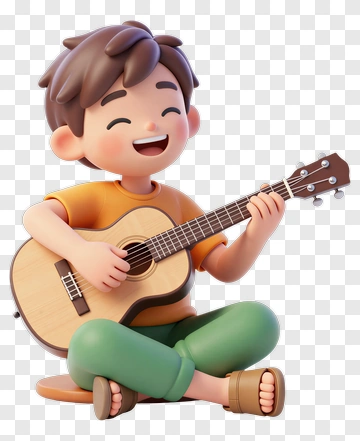 Cartoon Boy Playing Guitar PNG
