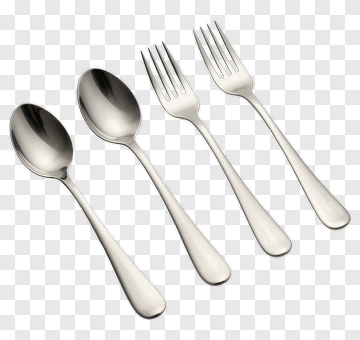 Silver Cutlery Set With Spoons And Forks PNG