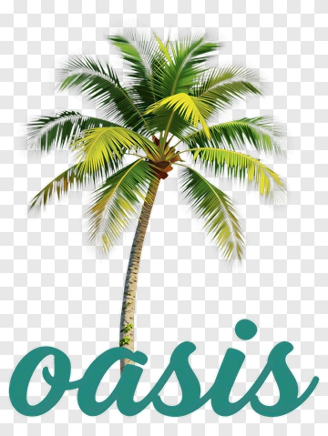 Palm Tree With Oasis Text PNG