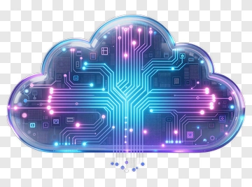 Digital Cloud With Circuit Patterns PNG