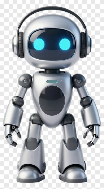 3D Robot With Headphones PNG