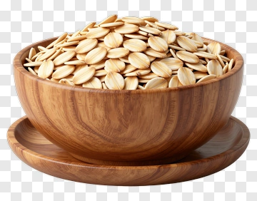 Wooden Bowl Filled With Pumpkin Seeds PNG