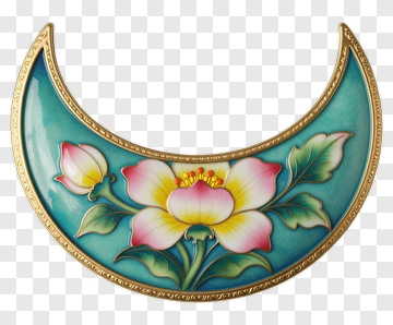 Floral Decorative Plate With Pink Flowers PNG
