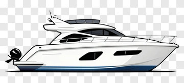 White Yacht With Blue Stripes PNG