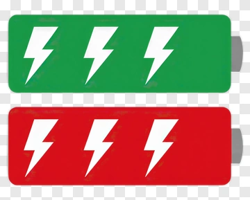 Green And Red Battery Icons With Lightning Bolts PNG