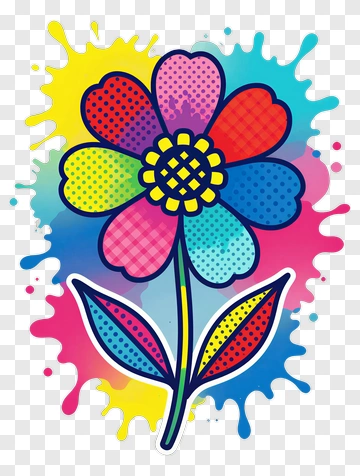 Colorful Flower With Splash Background PNG