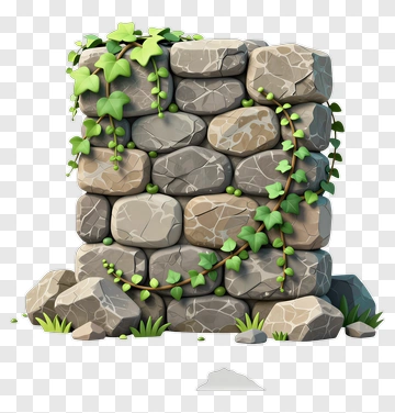 Stone Wall Covered With Ivy PNG