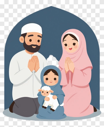 Family Praying Together With A Lamb PNG