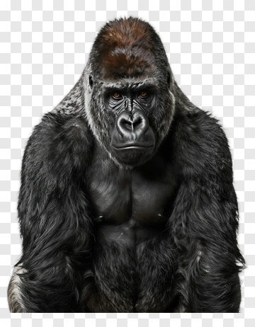 Realistic Gorilla Portrait PNG