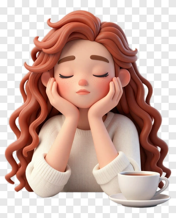 Cartoon Woman Enjoying A Cup Of Coffee PNG