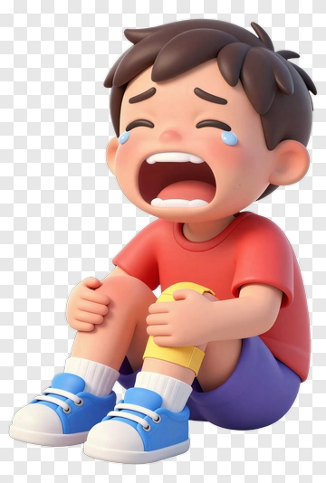 Cartoon Boy Crying While Sitting On The Ground PNG