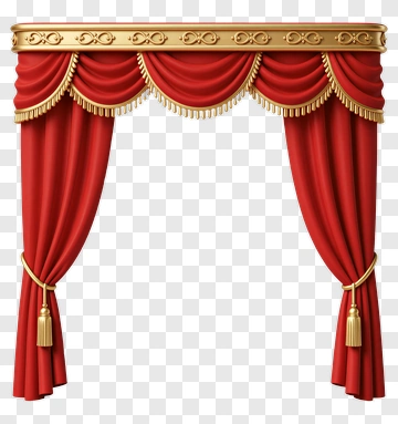 Red Stage Curtain With Gold Trim PNG