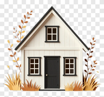 Stylish House With Autumn Leaves PNG