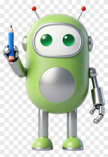 Cartoon Robot Holding A Pencil PNG