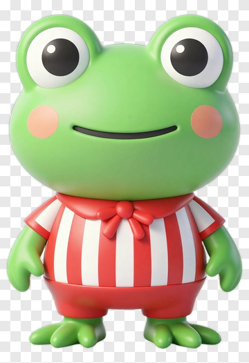 Cartoon Frog In Striped Outfit PNG