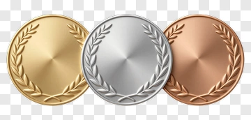 Gold Silver And Bronze Medals With Laurel Wreaths PNG