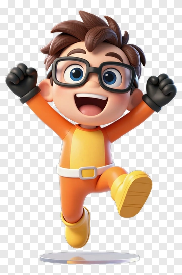 Cartoon Boy Jumping With Excitement PNG