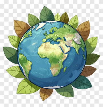 Earth Surrounded By Colorful Leaves PNG