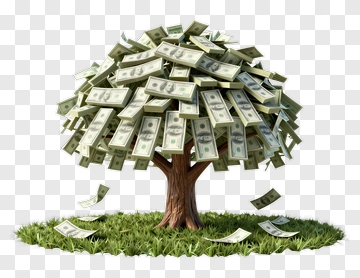 Money Tree With Dollar Bills PNG