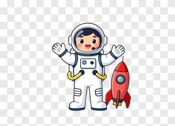 Cartoon Astronaut With A Rocket PNG