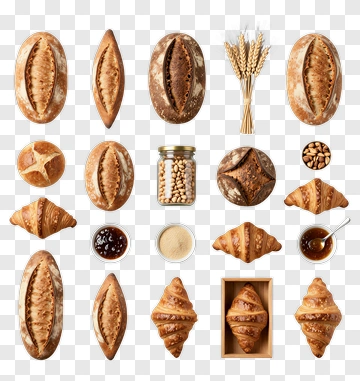 Variety Of Baked Bread And Pastries PNG