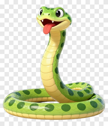 Cartoon Green Snake With Tongue Out PNG