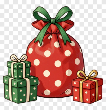Christmas Gift Bag With Presents PNG