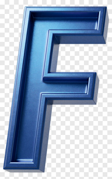 3D Blue Letter F PNG