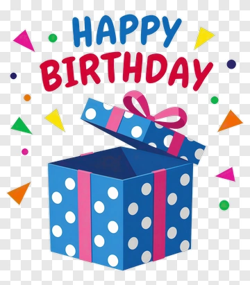 Birthday Gift Box With Colorful Decorations PNG