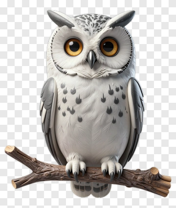 3D Cartoon Owl Sitting On A Branch PNG