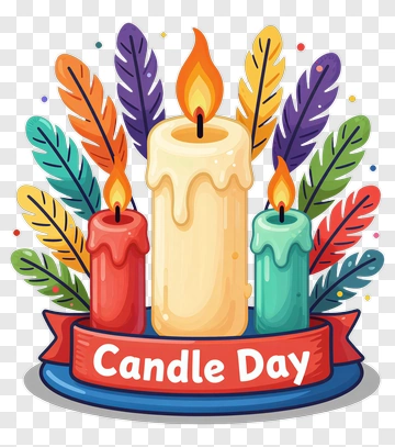 Colorful Cartoon Candles With Candle Day Banner PNG
