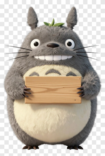 Totoro Holding A Wooden Sign PNG