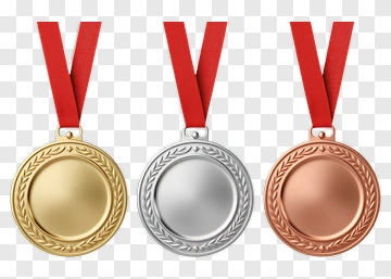Gold Silver And Bronze Medals With Red Ribbons PNG