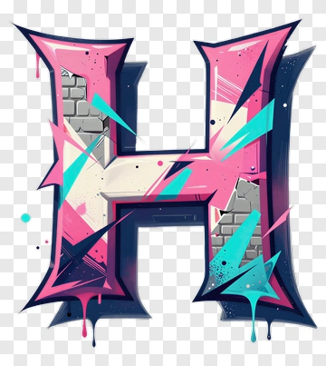 Colorful Graffiti Letter H PNG