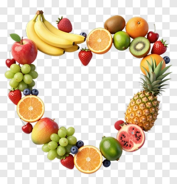 Colorful Heart-Shaped Fruit Arrangement PNG