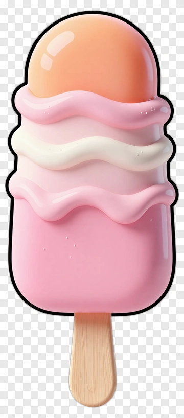 Ice Cream Popsicle With Pink And White Layers PNG